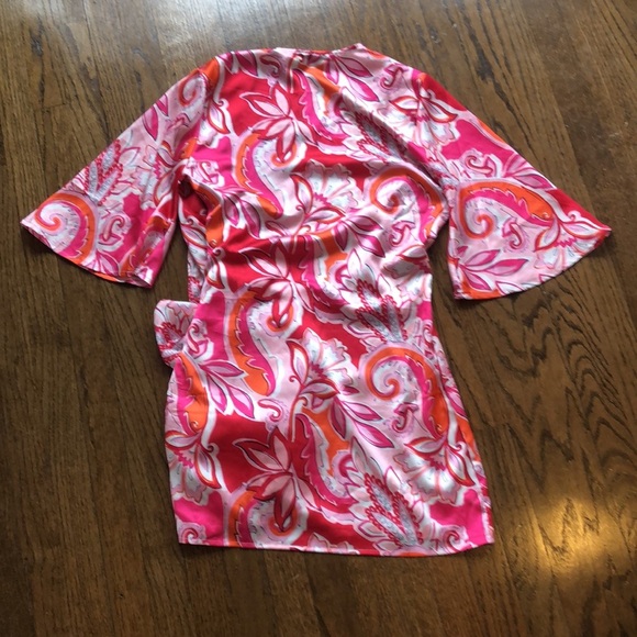 BOGO 2/$10 Ouropean Ztation Vibrant Colorful Abstract Floral Wrap Dress Cover-Up - Picture 6 of 6